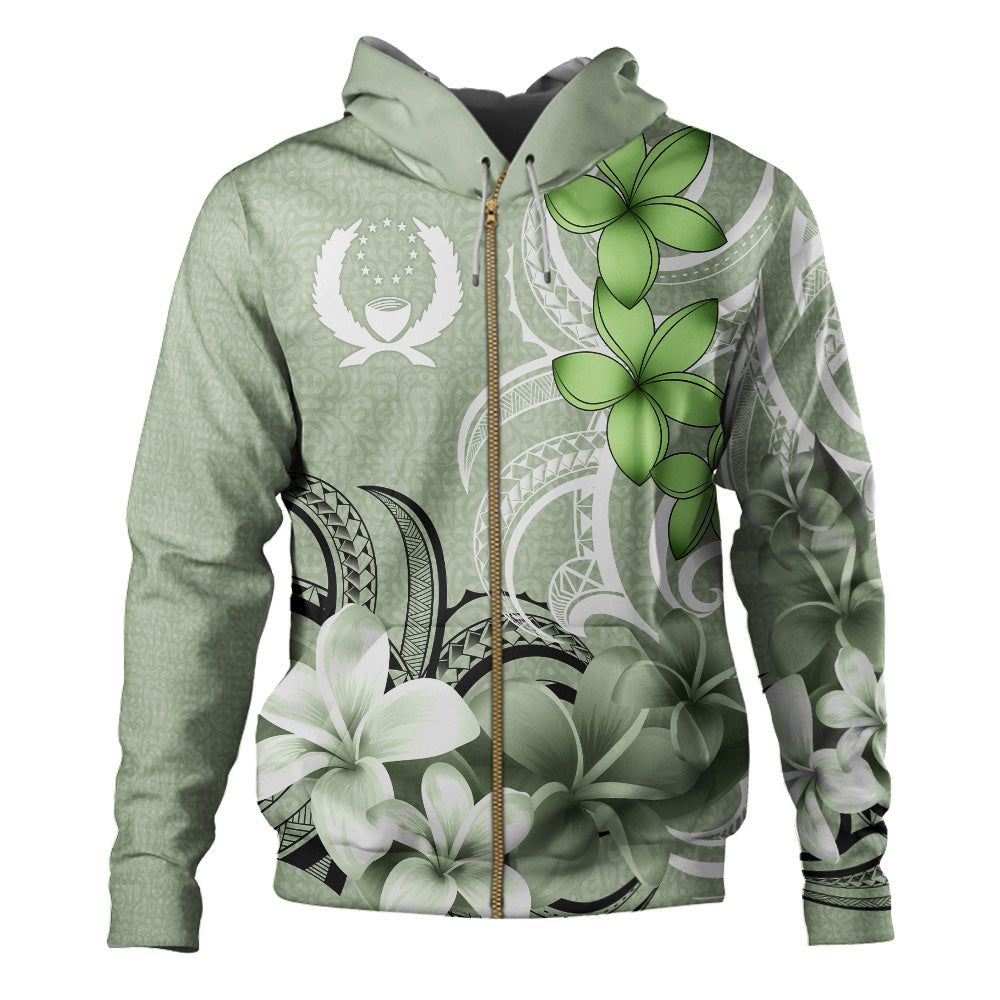 Pohnpei State Hoodie Custom Personalised Floral Spirit Sage Green