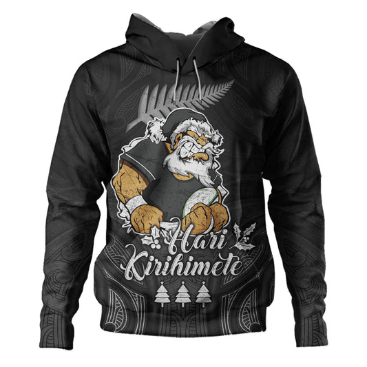New Zealand Hoodie Hari Kirihimete Rugby Santa Style