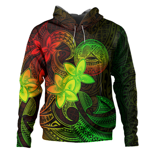 American Samoa Hoodie Plumeria Flowers Vintage Style Reggae Colors