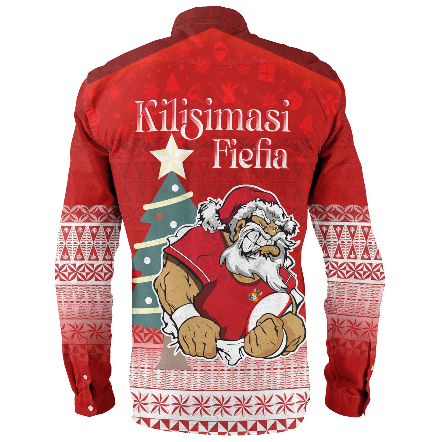 Tonga Long Sleeve Shirt Kilisimasi Fiefia Rugby Santa Style