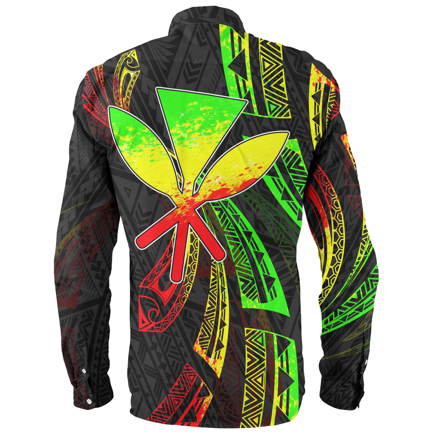 Hawaii Long Sleeve Shirt Kanaka Maoli Polynesian Pattern Reggae Color