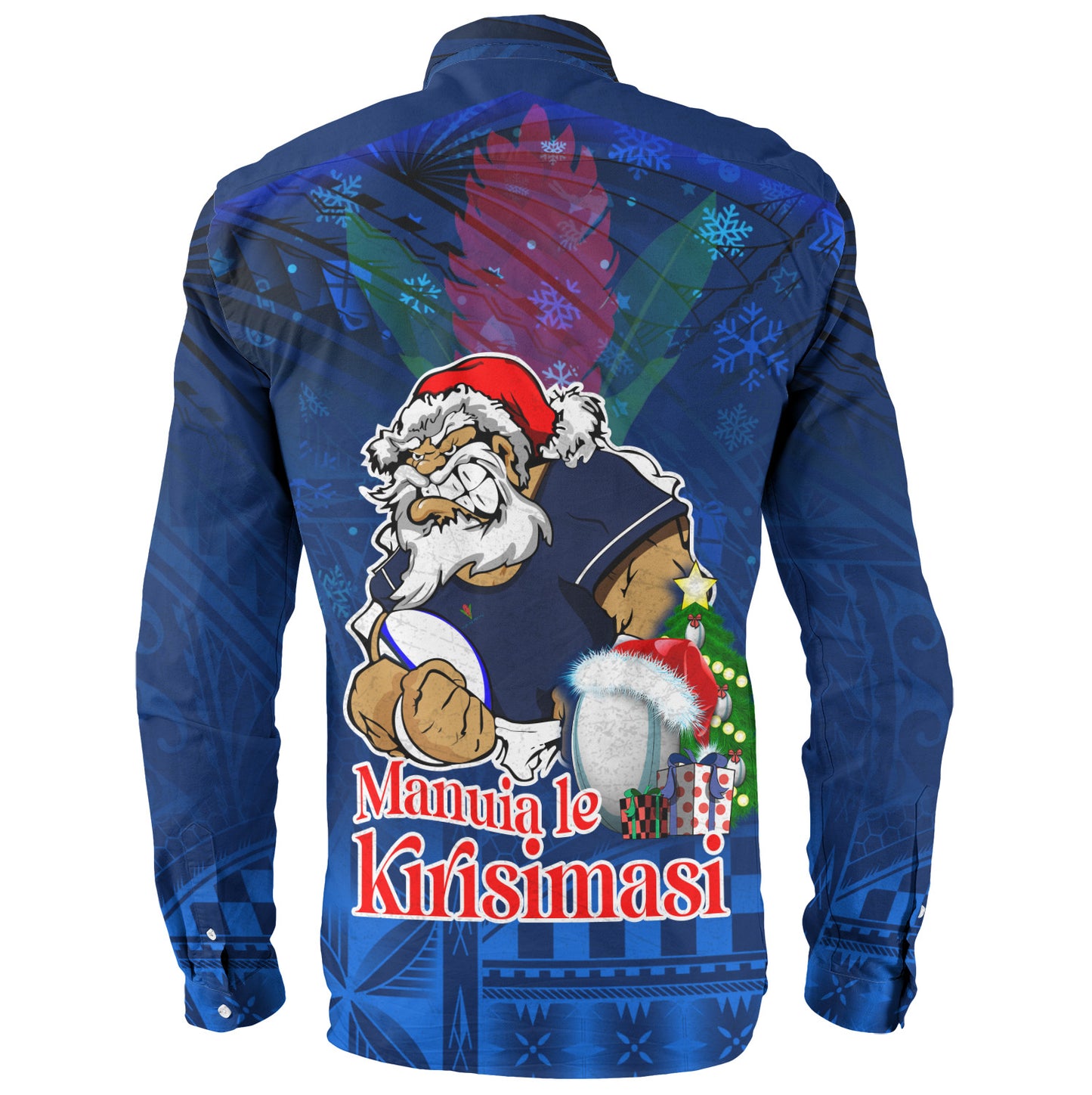 Samoa Long Sleeve Shirt Manuia Le Kirisimasi Rugby Santa Style
