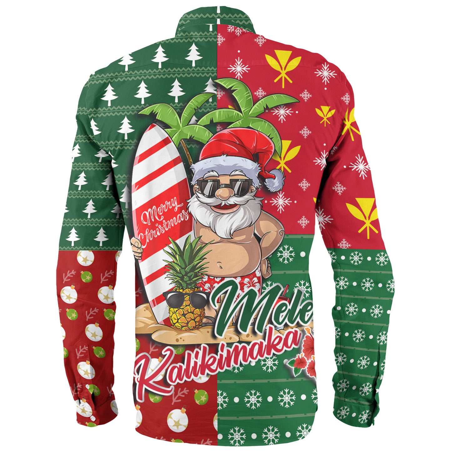 Hawaii Long Sleeve Shirt Mele Kalikimaka Hawaii Christmas Patterns