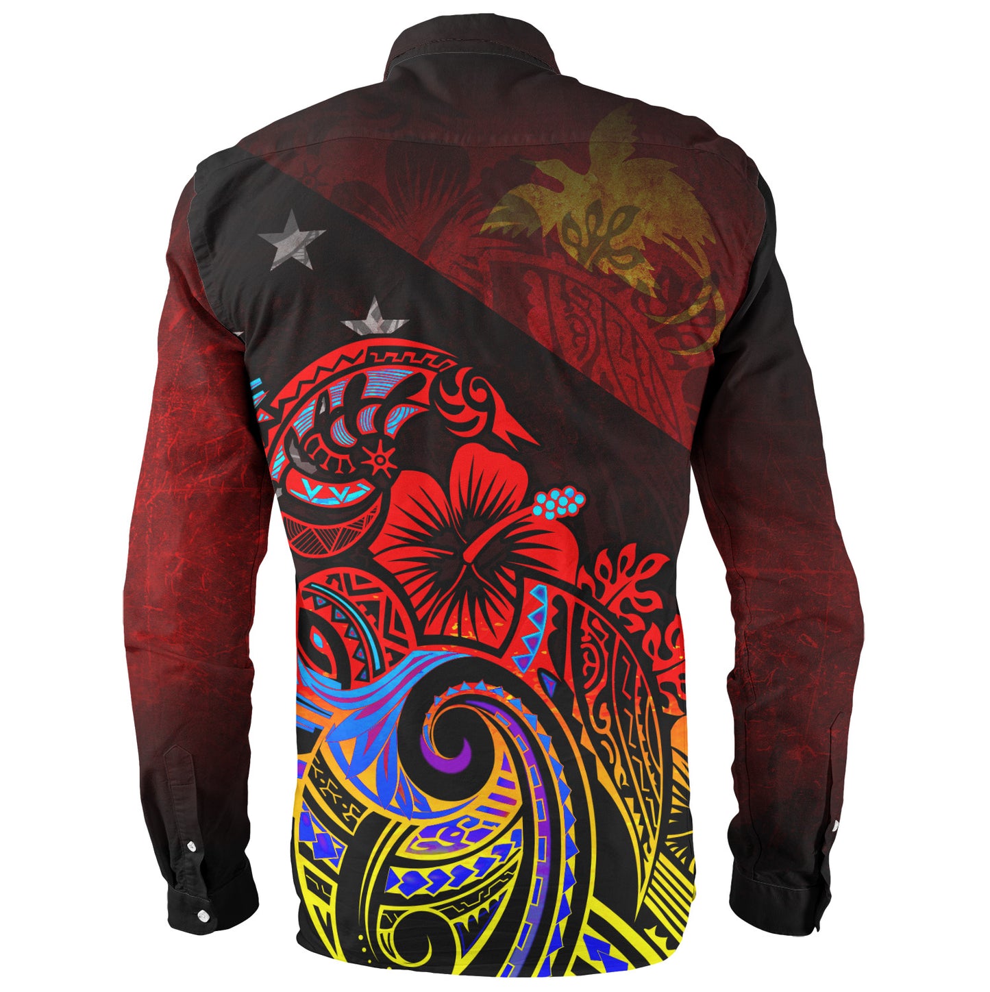 Papua New Guinea Long Sleeve Shirt Birds Of Paradise With Flag Color Style