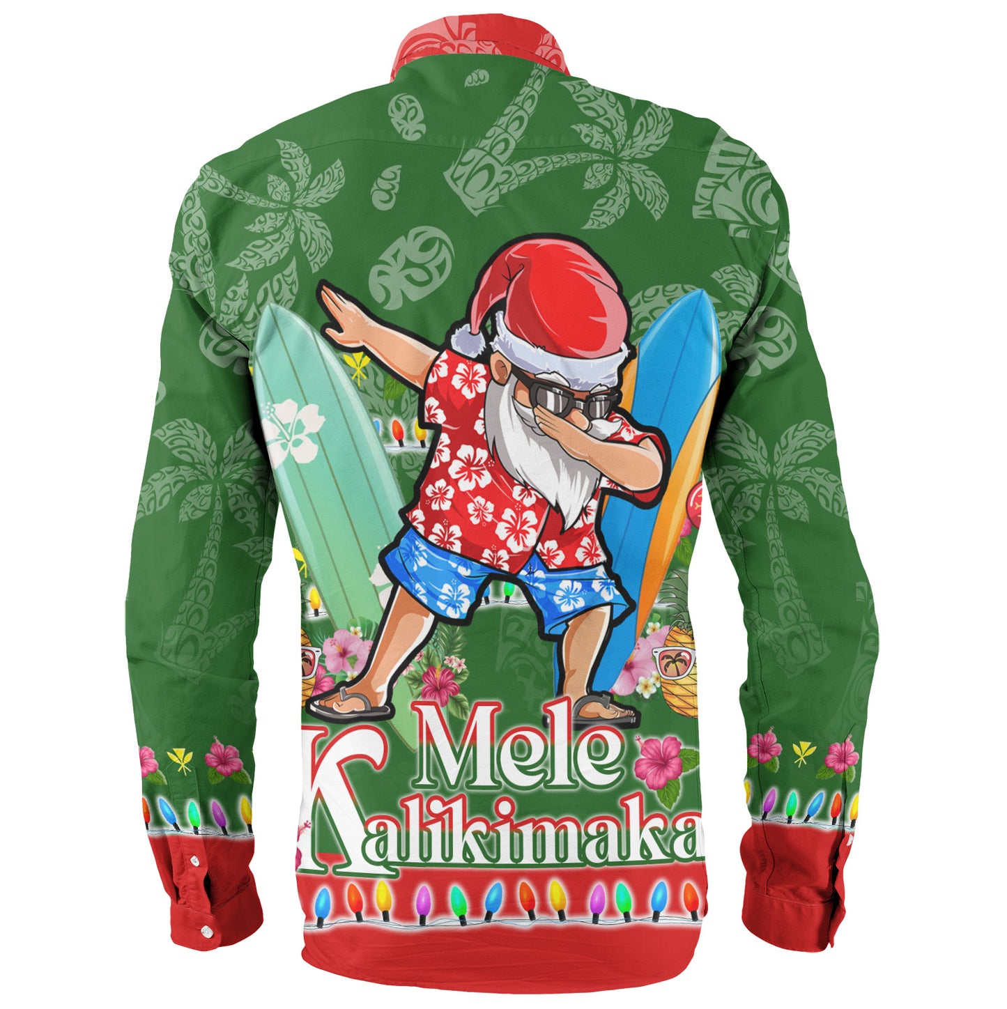 Hawaii Long Sleeve Shirt Mele Kalikimaka Dabbing Santa Christmas Style