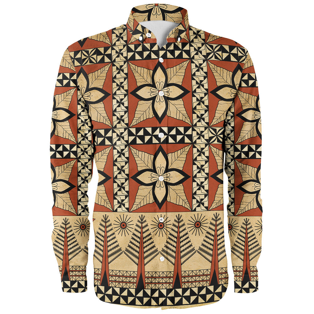 Tonga Long Sleeve Shirt Tapa Motif