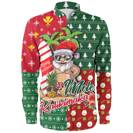 Hawaii Long Sleeve Shirt Mele Kalikimaka Hawaii Christmas Patterns