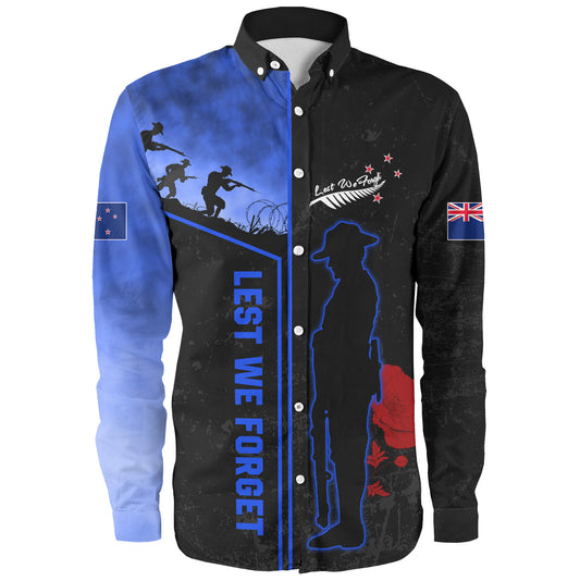 New Zealand Long Sleeve Shirt Anzac Day Lest We Forget Poppy Flower Symbol