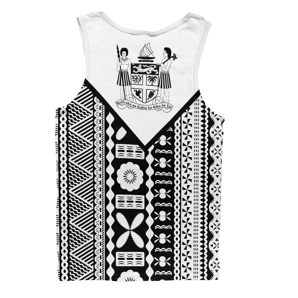 Fiji Rugby Tapa Tank Top Fiji Flag Coat Of Arms Pattern