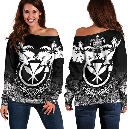 Hawaii Off Shoulder Sweatshirt Polynesian Coconut