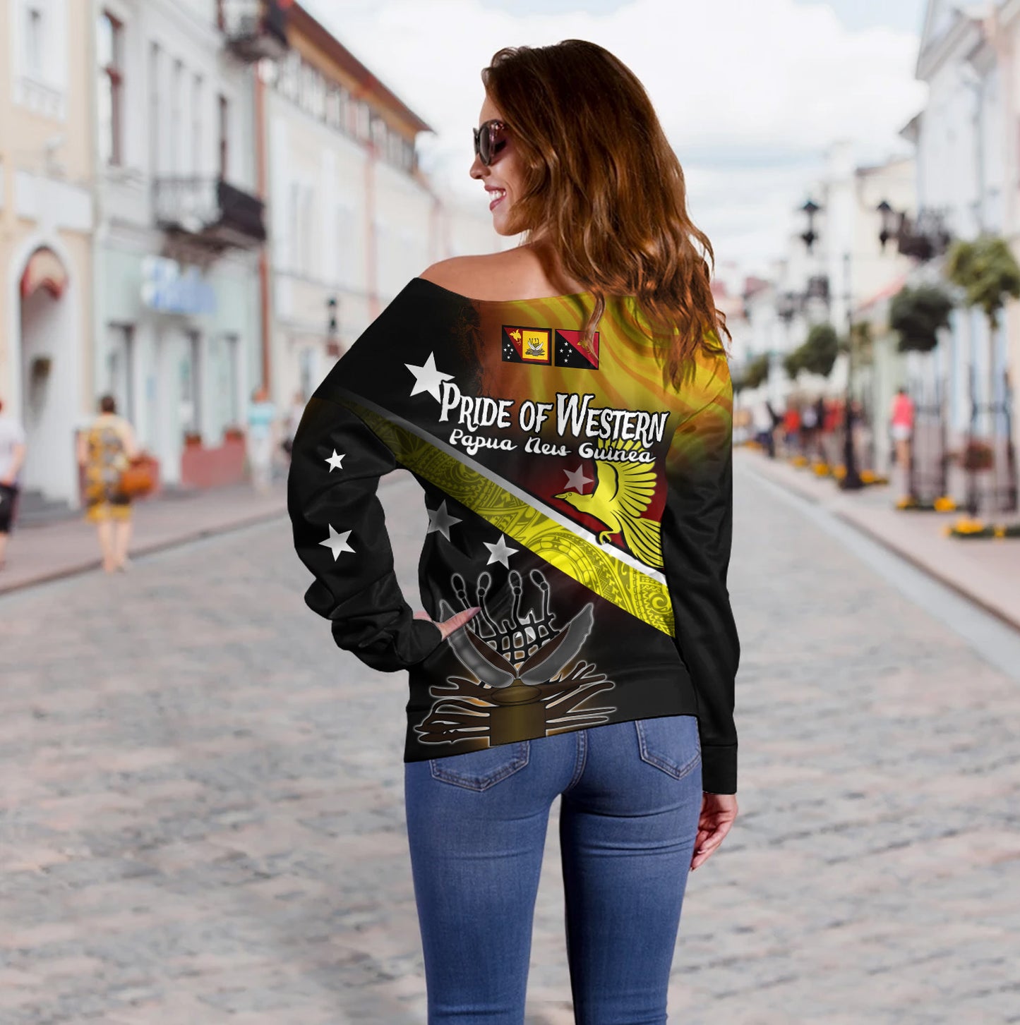 Papua New Guinea Off Shoulder Sweatshirt Pride Of Western PNG