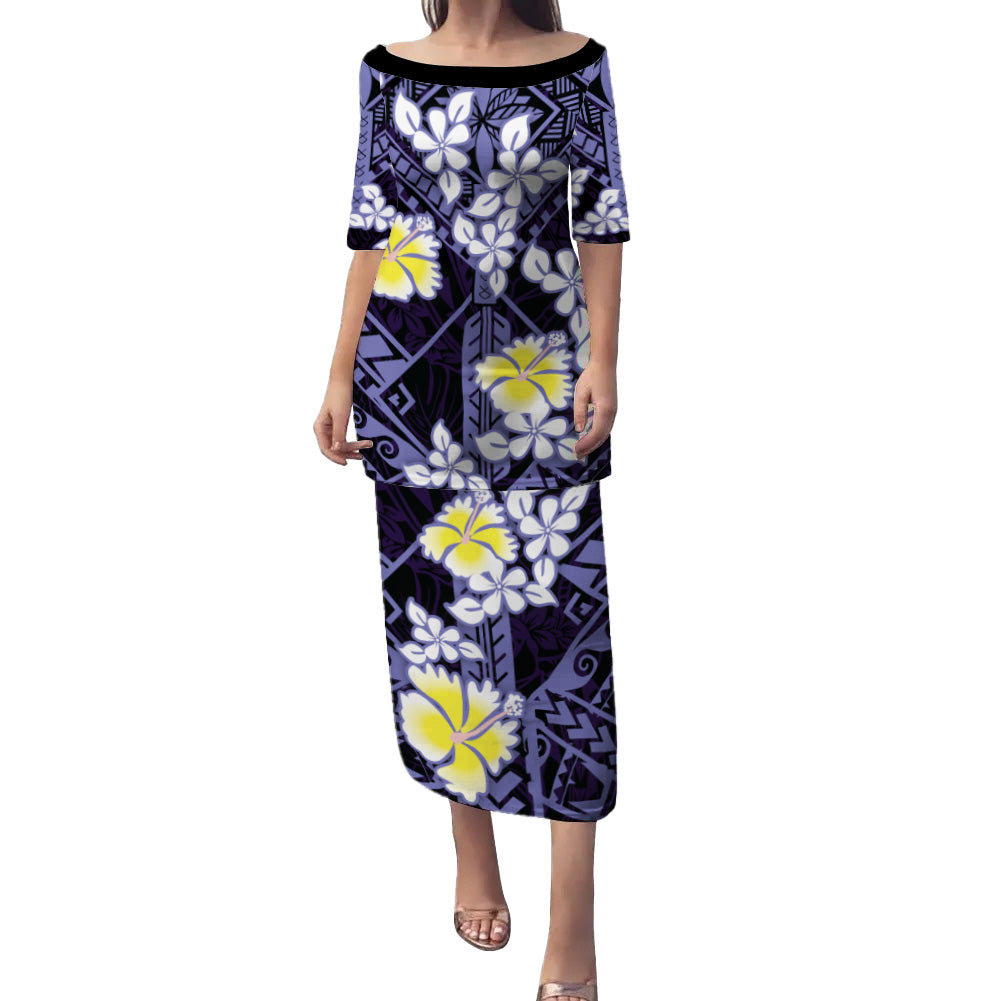 Polynesian Traditional Patterns Plumeria Flowers Puletasi And Shirt