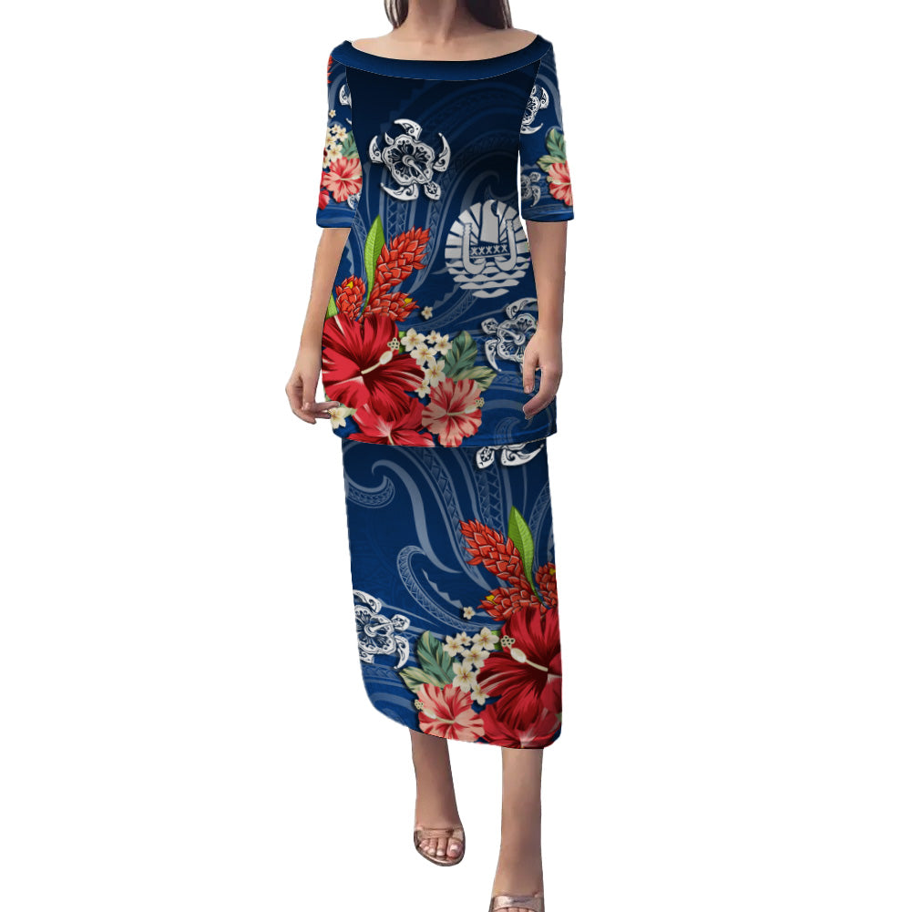 Tahiti Combo Puletasi And Shirt  Flower And Turtle