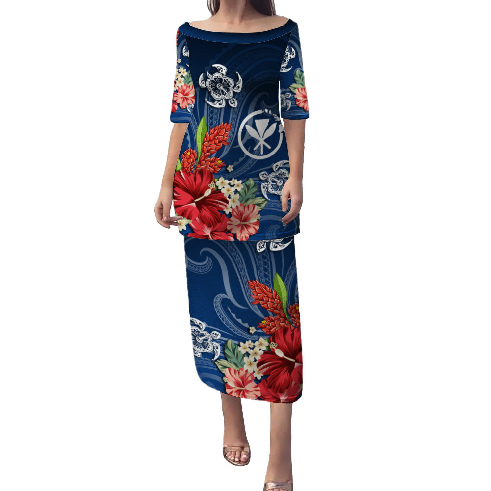 Hawaii Kanaka Maoli Combo Puletasi And Shirt  Flower And Turtle