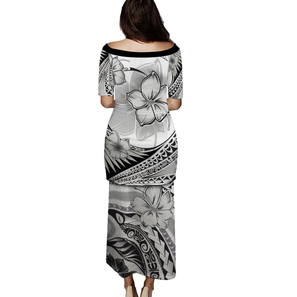 Hawaii Kanaka Maoli Combo Puletasi And Shirt Polynesian Tribal Waves Patterns Hibiscus Flowers