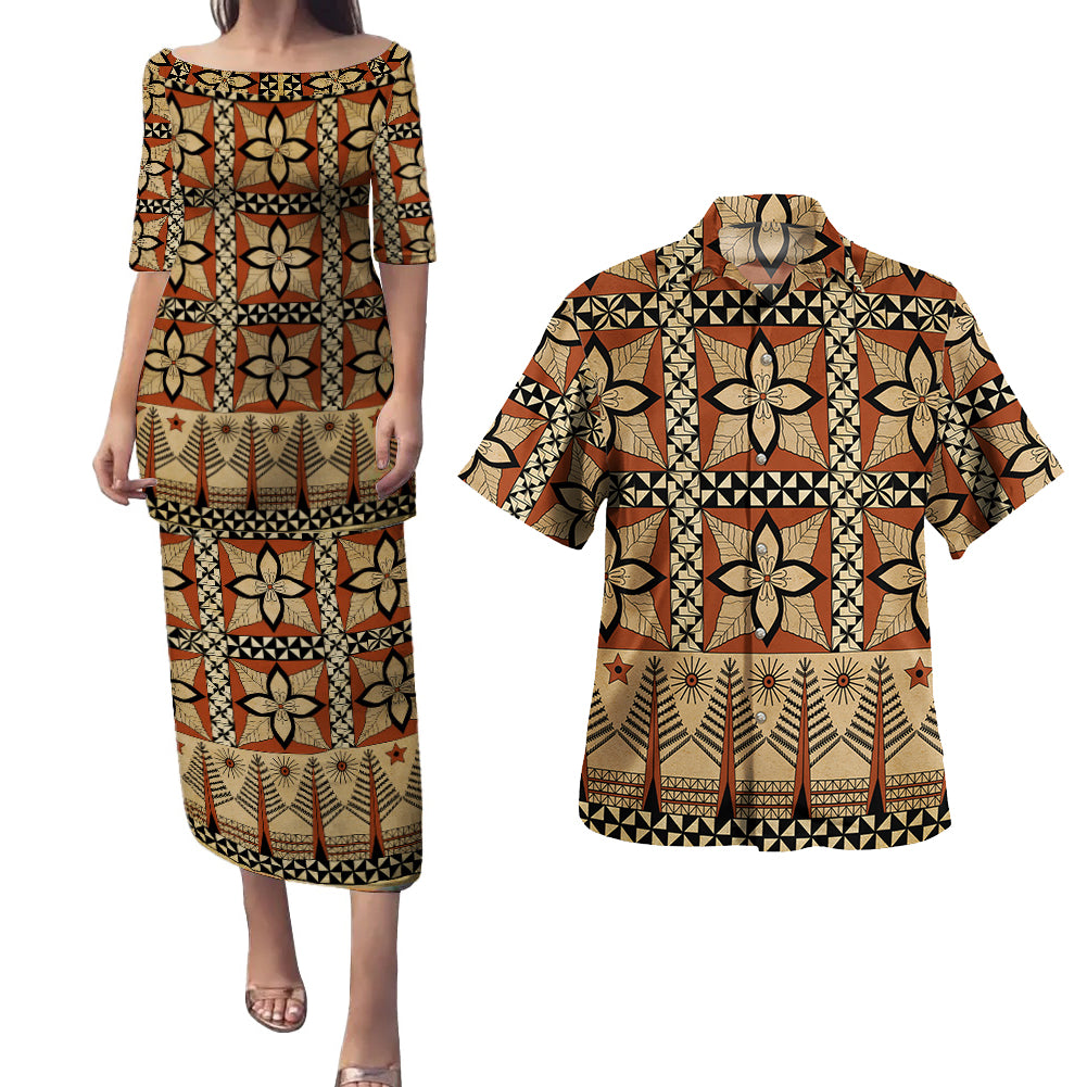 Tonga Combo Puletasi And Shirt Tapa Motif