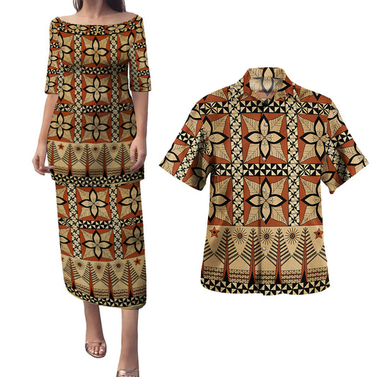 Tonga Combo Puletasi And Shirt Tapa Motif