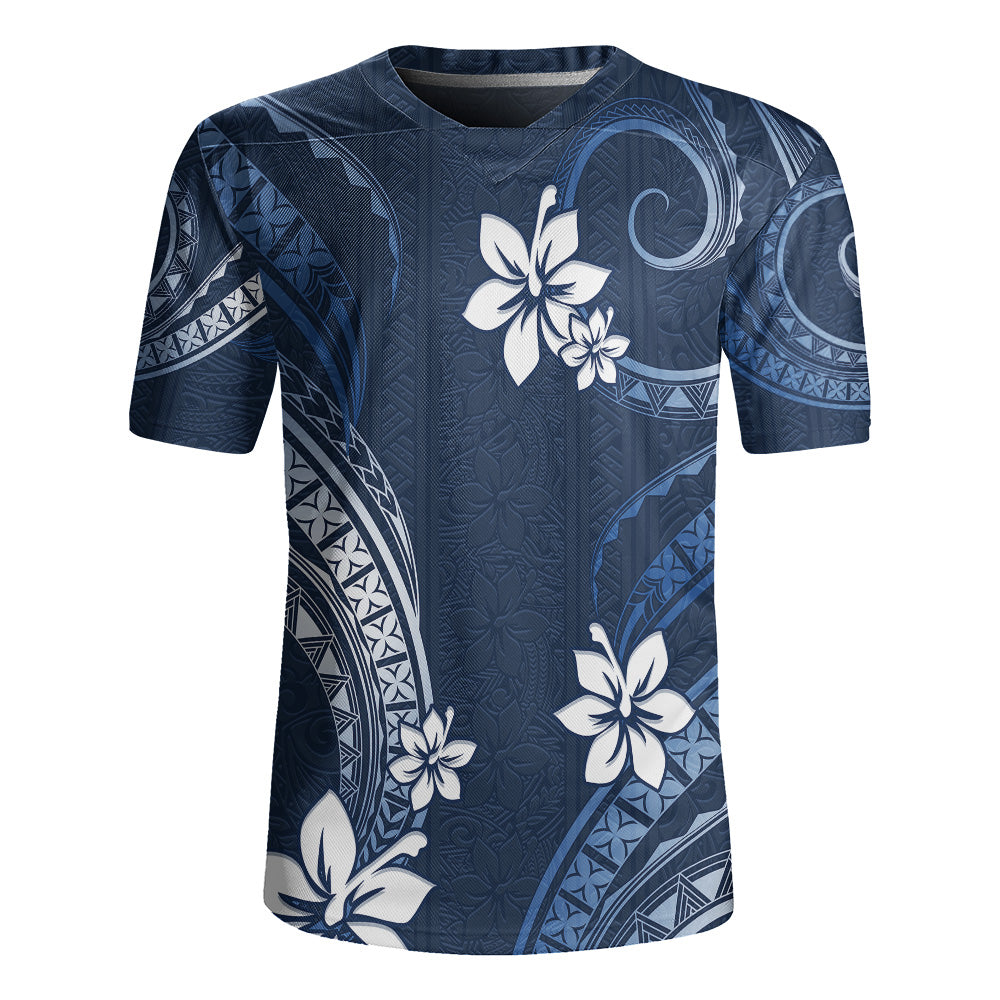 Hawaii Rugby Jersey Polynesian Pattern Plumeria
