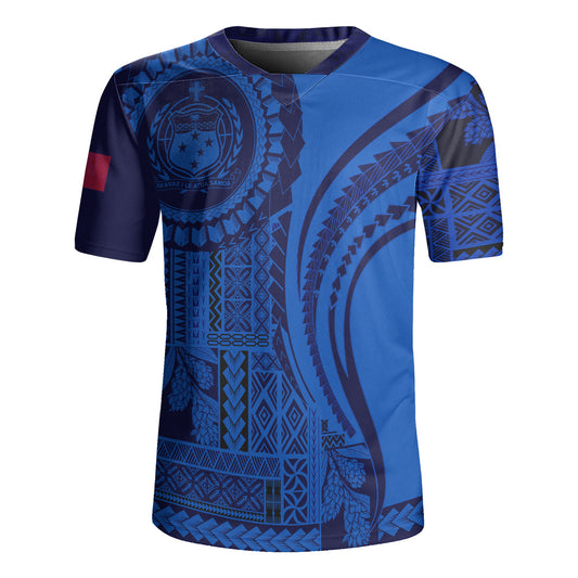Samoa Rugby Jersey Seal Samoan Siapo Blue Design