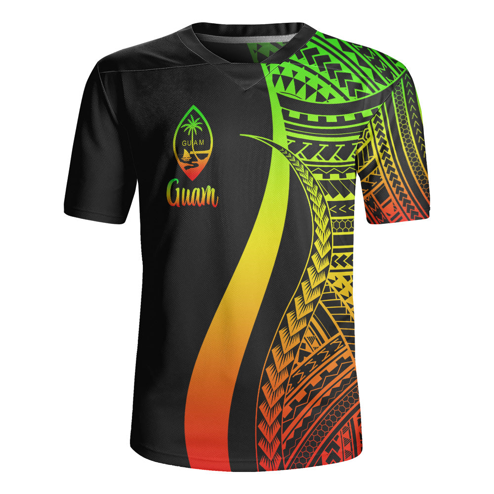 Guam Custom Personalised Rugby Jersey Polynesian Tentacle Tribal Pattern