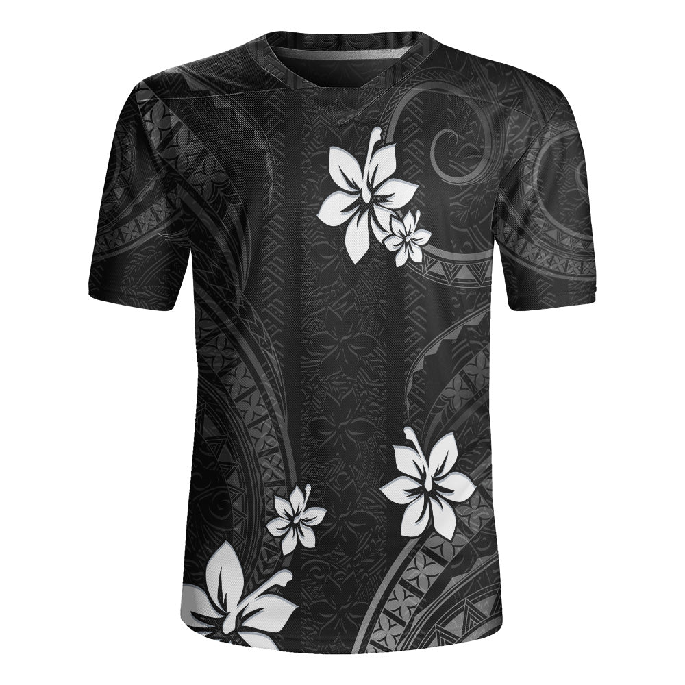 Hawaii Rugby Jersey Polynesian Pattern Plumeria