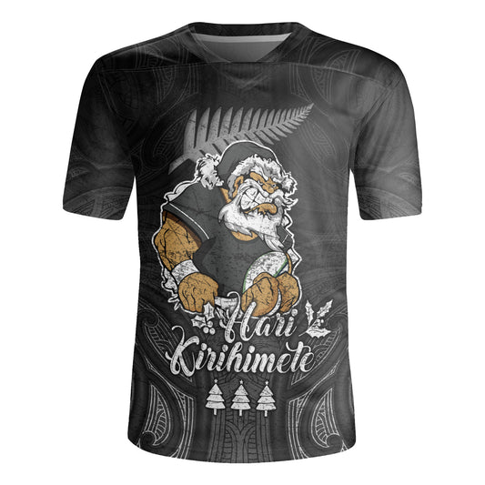 New Zealand Rugby Jersey Hari Kirihimete Rugby Santa Style