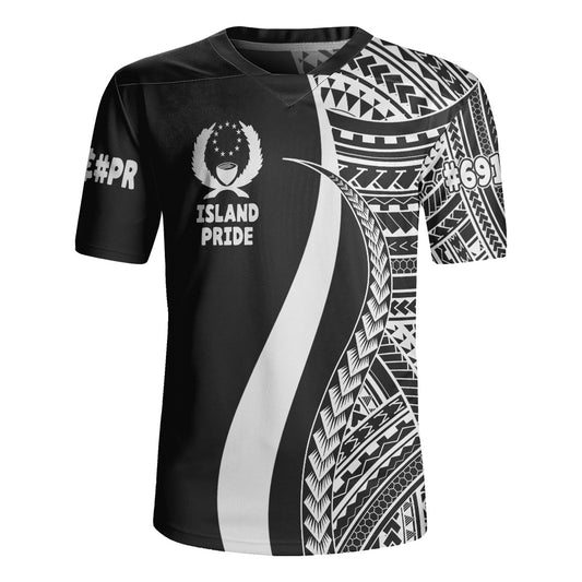 Pohnpei Number Custom Rugby Jersey Polynesian Tentacle Tribal Pattern