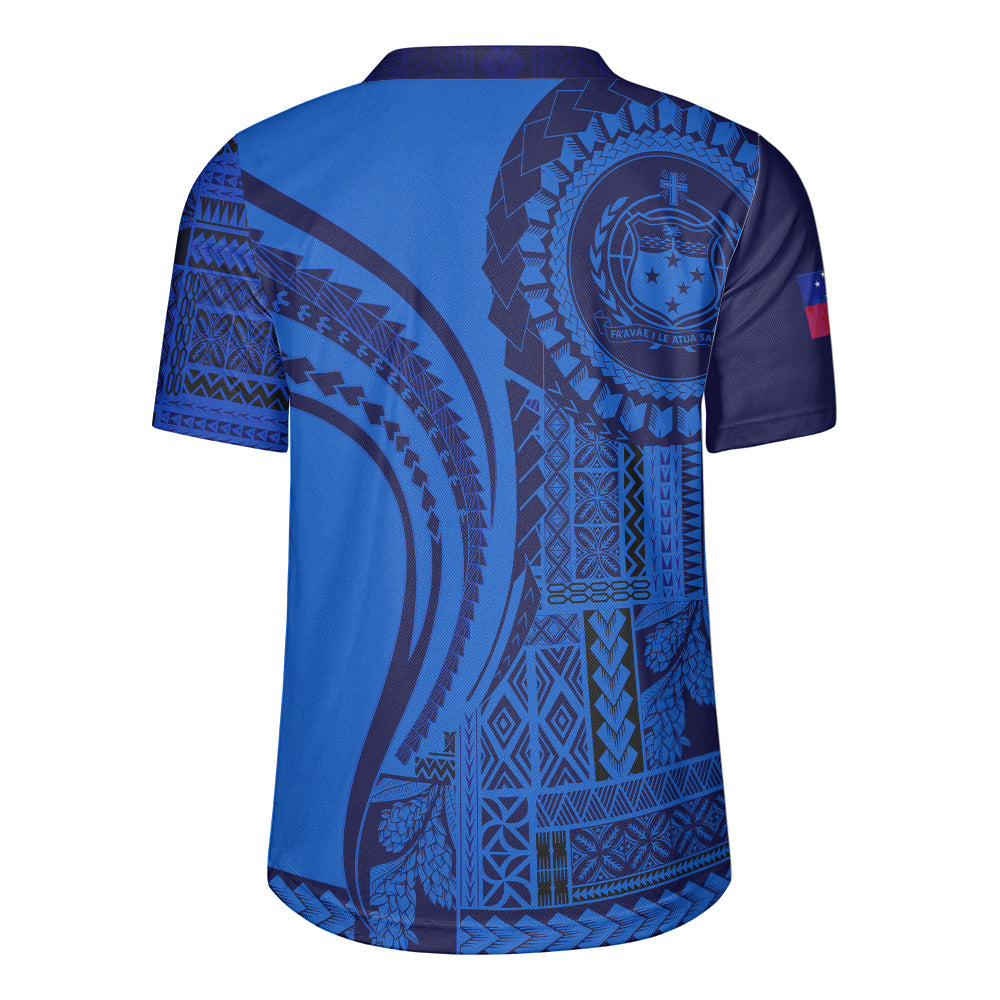 Samoa Rugby Jersey Seal Samoan Siapo Blue Design