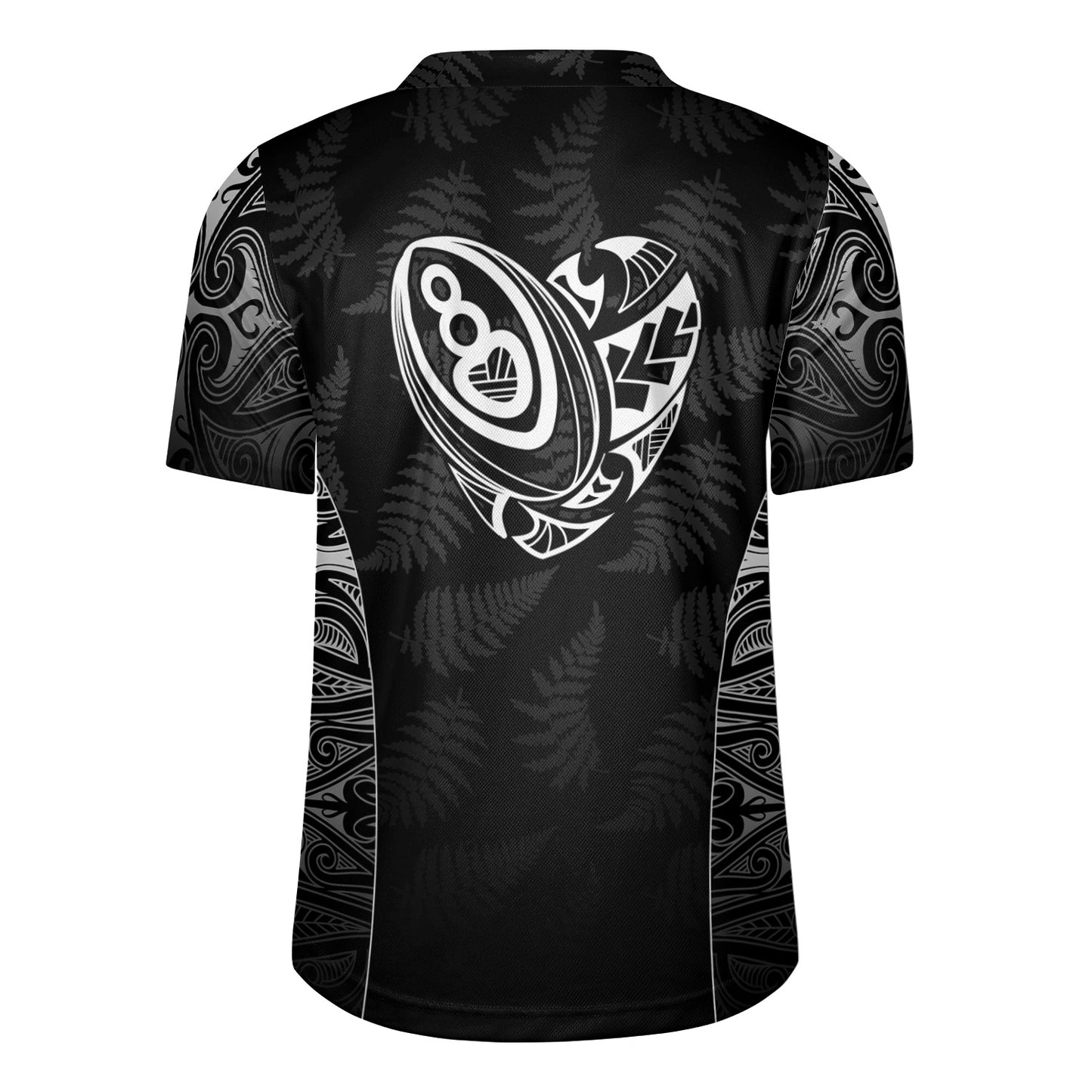 New Zealand Personalized Rugby Jersey Rugby Heart Maori Style Silver Fern