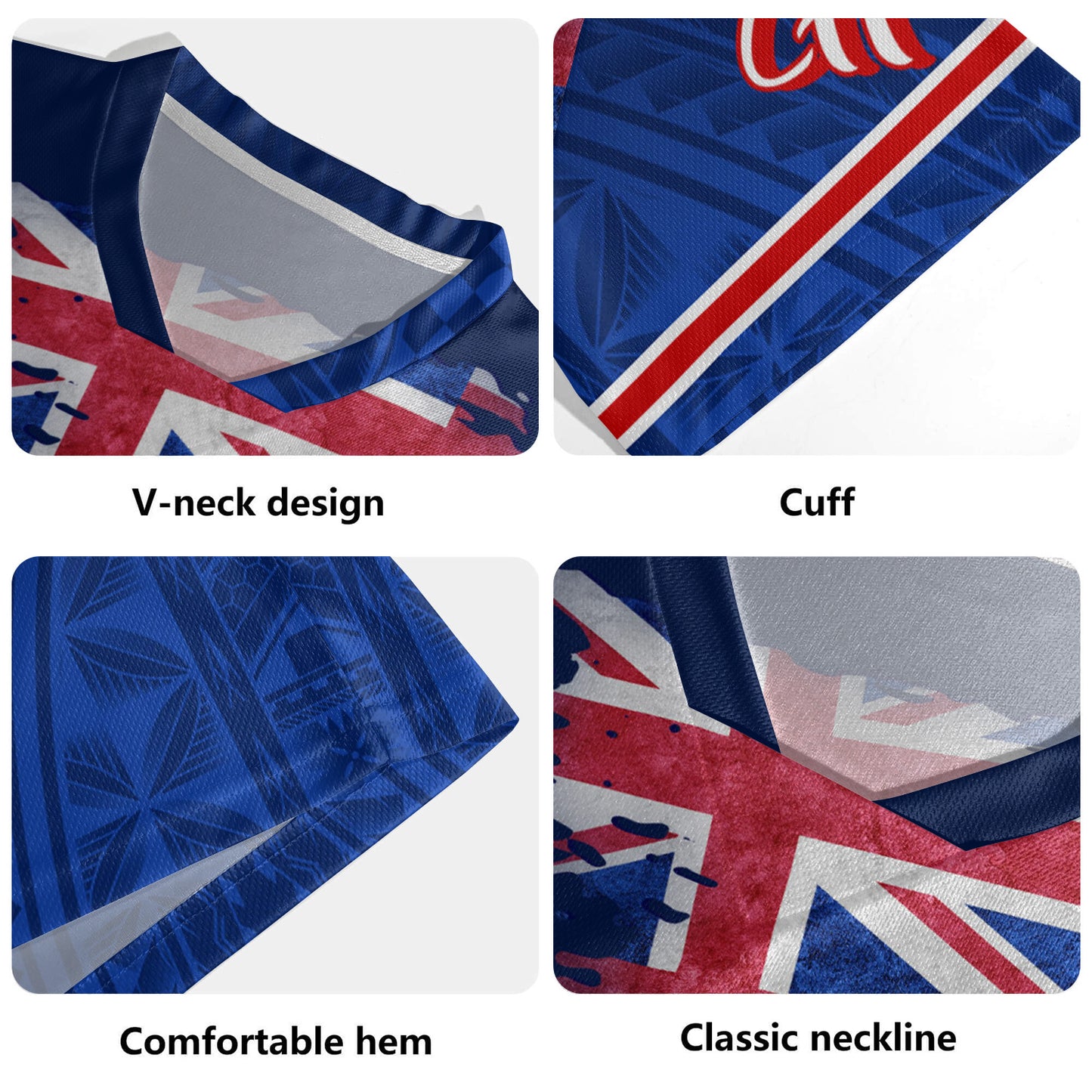 Hawaii Rugby Jersey Hawaii Flag Blue Color Polynesian Patterns Grunge Style