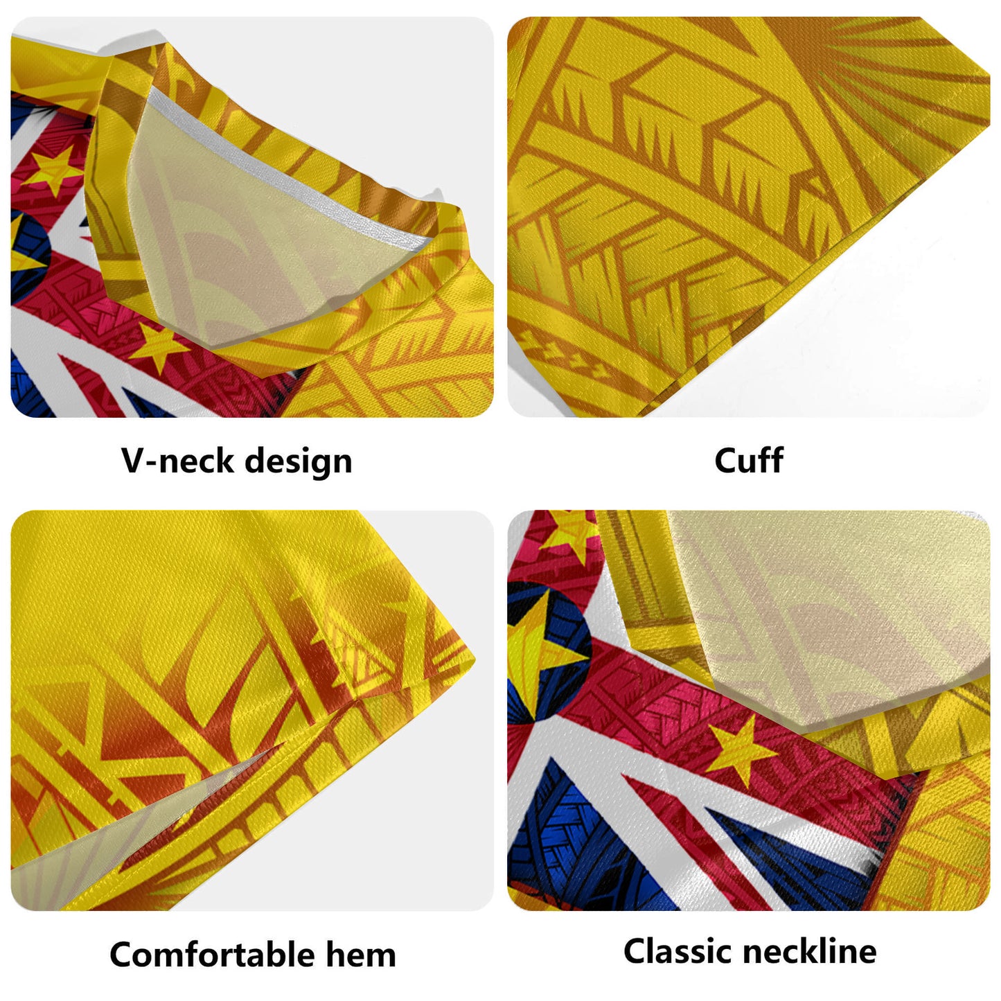 Niue Flag Color With Traditional Patterns Men's All Over Printing Rugby Jersey