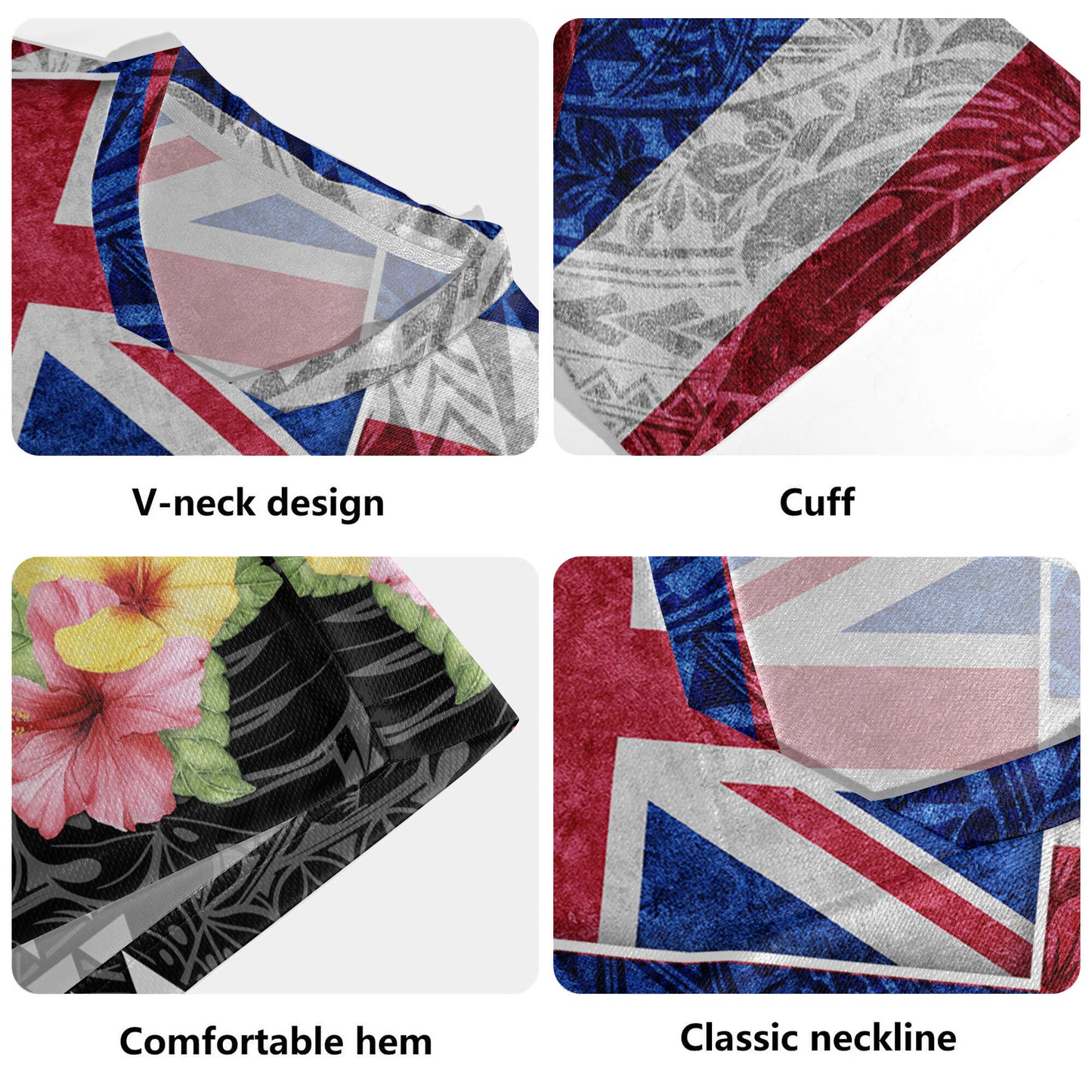 Hawaii Rugby Jersey Hawaiian Flag Polynesian Tribal Hibiscus Style