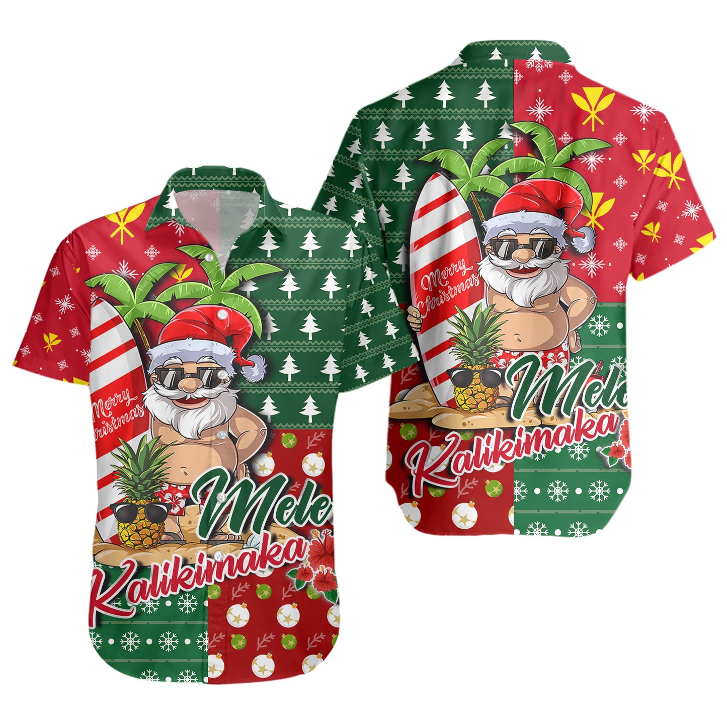 Hawaii Short Sleeve Shirt Mele Kalikimaka Hawaii Christmas Patterns
