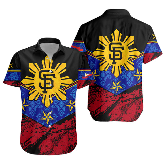 Philippines Filipinos Short Sleeve Shirt San Francisco Filipino Grunge Brush Stroke Style
