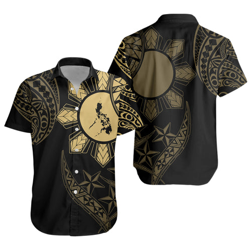 Philippines Short Sleeve Shirt Tribal Sun In My Heart Gold