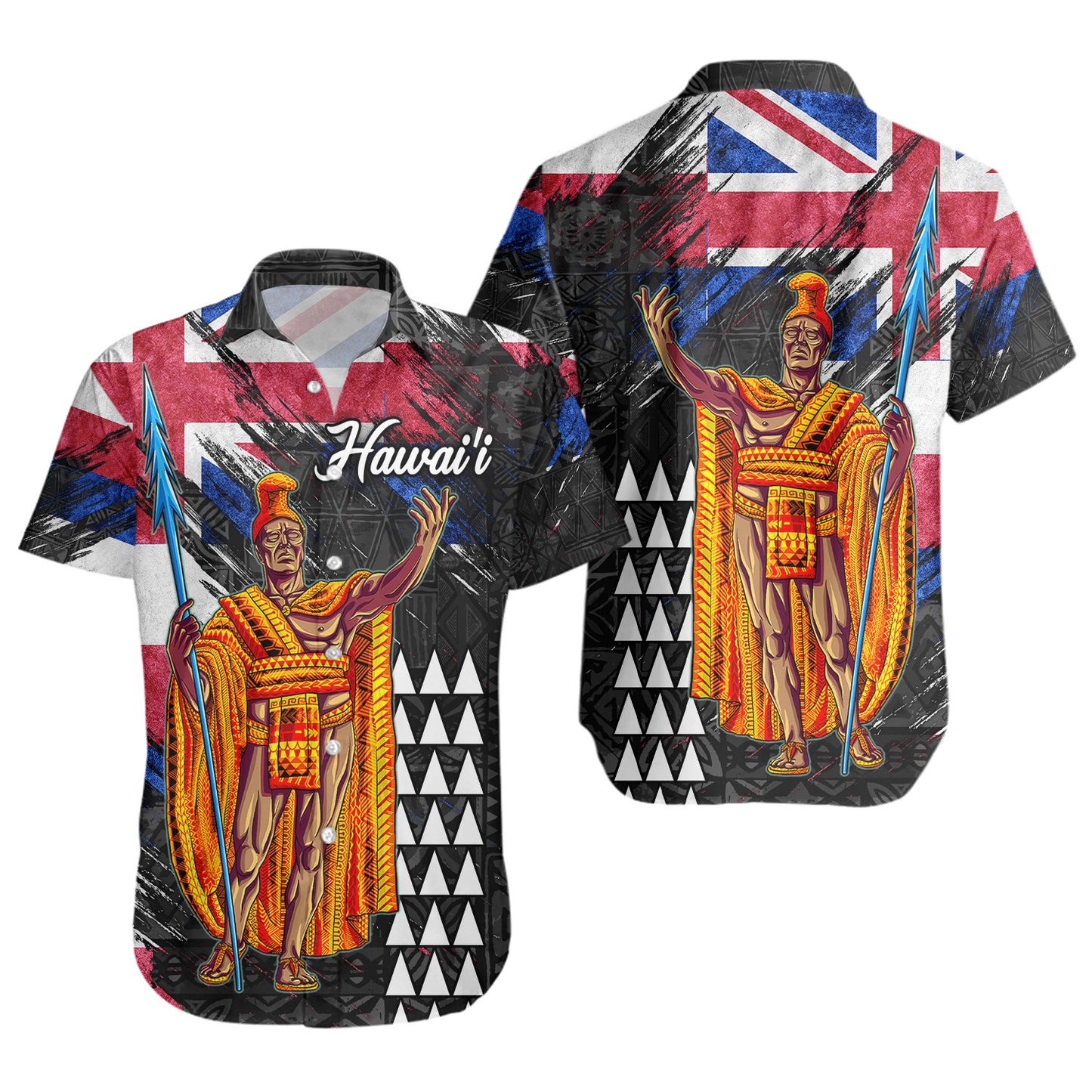 Hawaii Short Sleeve Shirt Hawaii King Grunge Style Color Flag Style