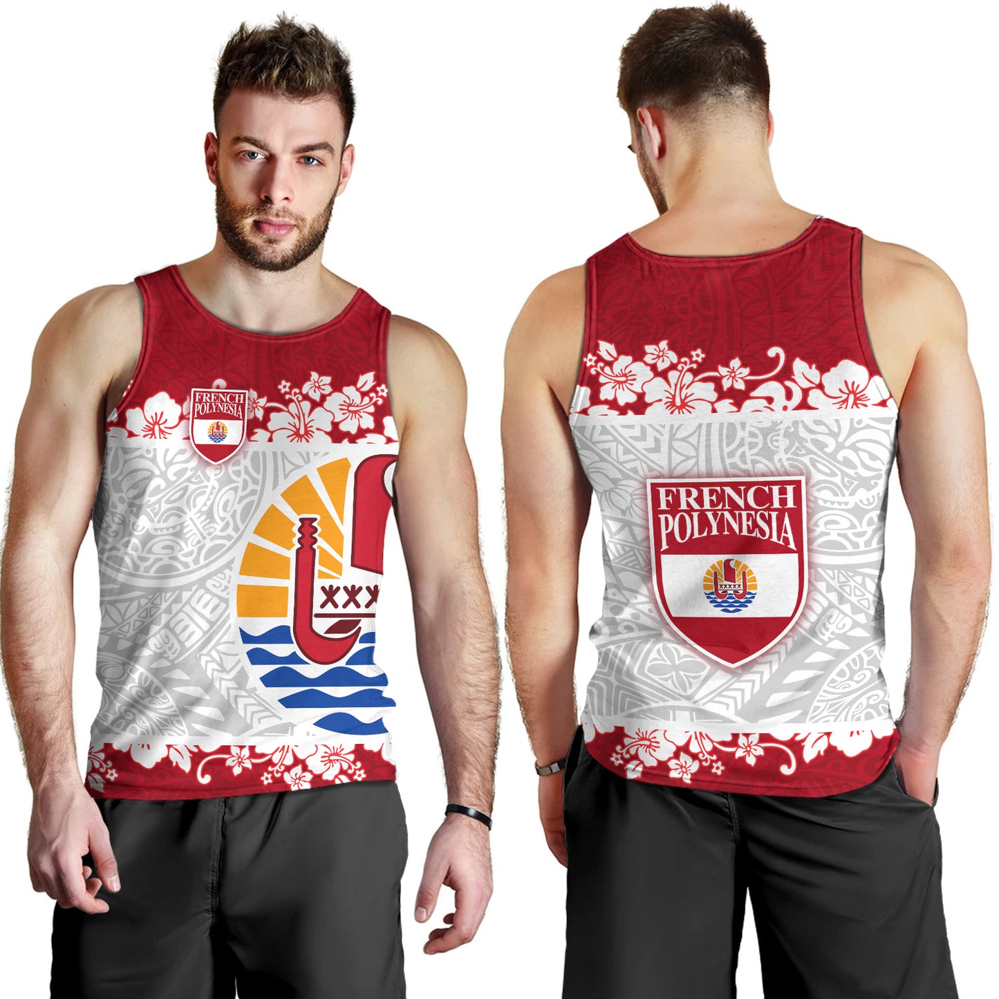 French Polynesia Tank Top Seal With Plumeria Flowers Polynesia Patterns