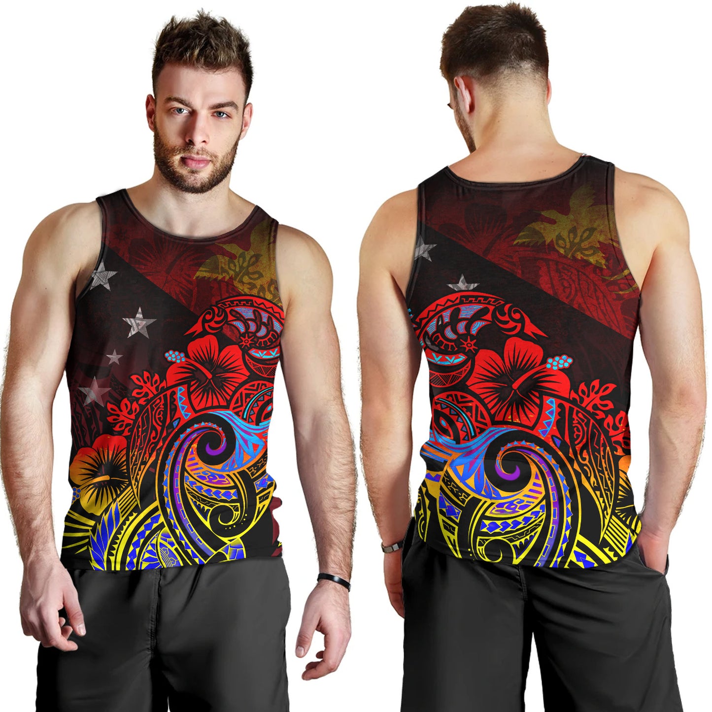 Papua New Guinea Tank Top Birds Of Paradise With Flag Color Style