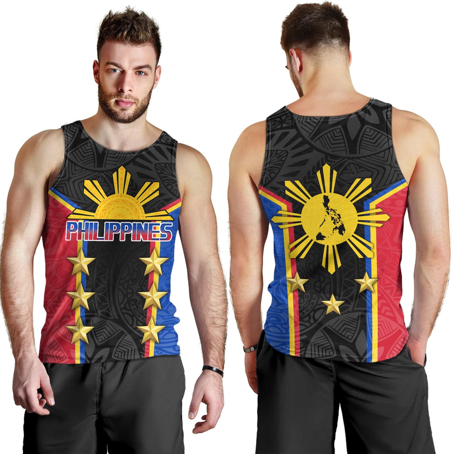 Philippines Filipinos Tank Top Philippines Sun Tribal Pattern Style