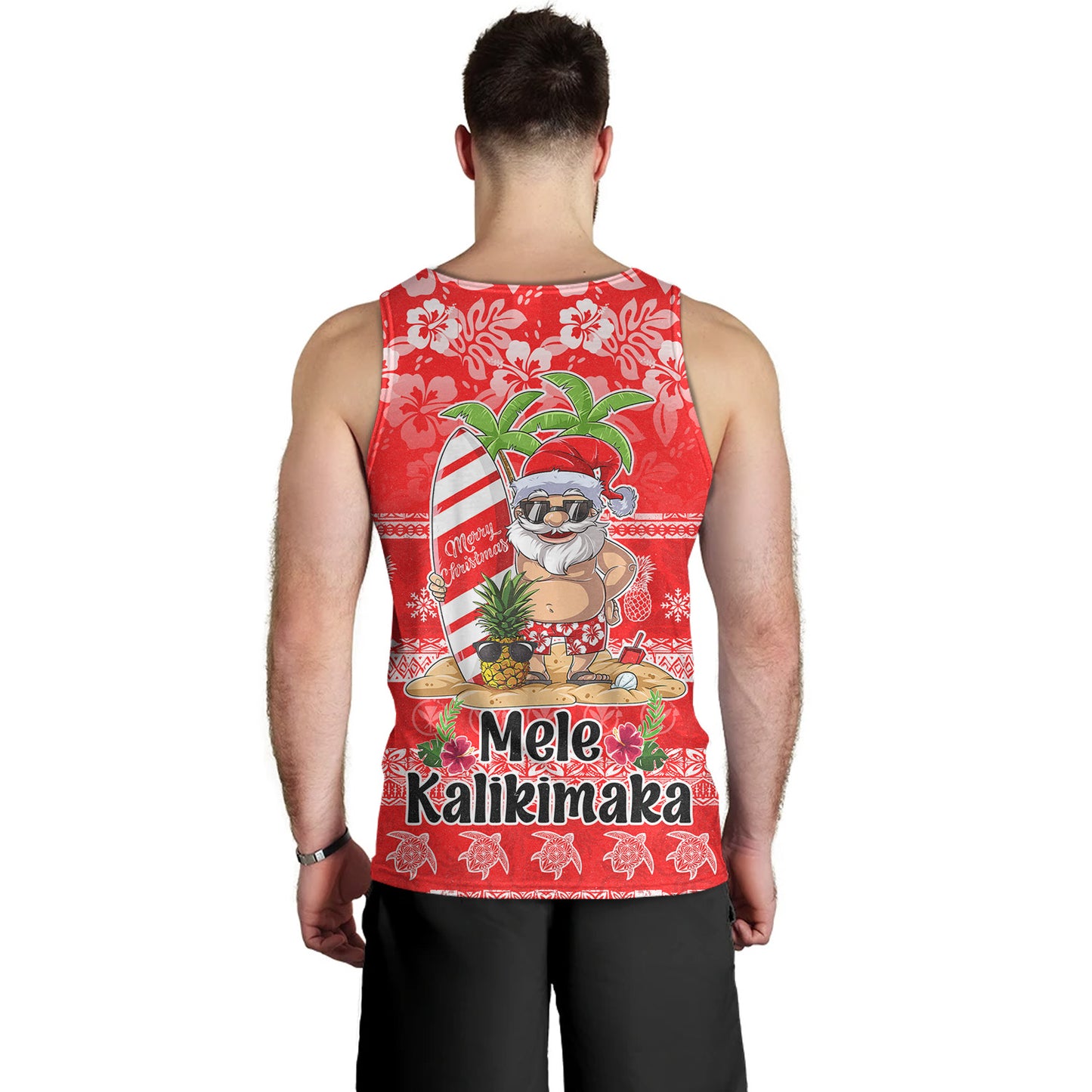 Hawaii Tank Top Mele Kalikimaka Merry Christmas Tree Pineapple Tropical