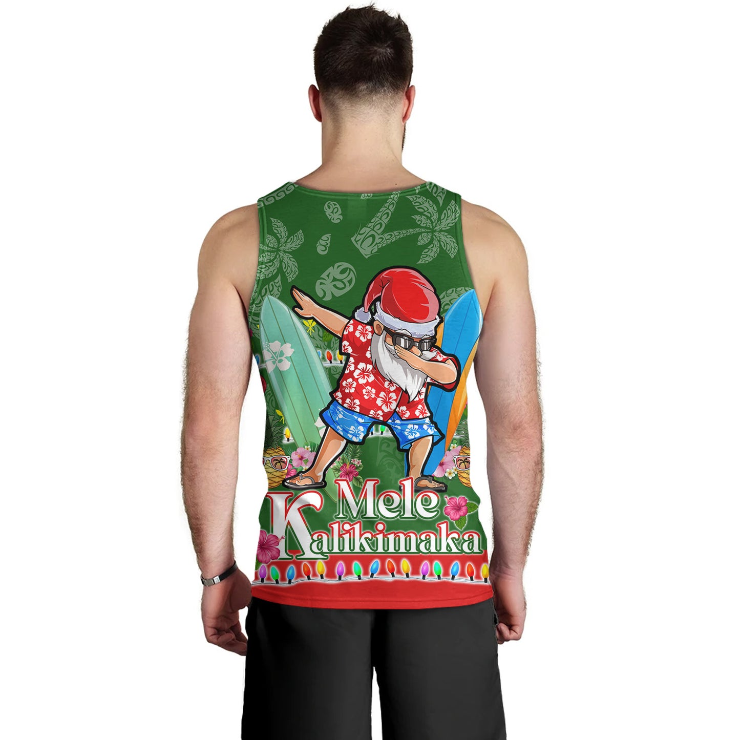 Hawaii Tank Top Mele Kalikimaka Dabbing Santa Christmas Style
