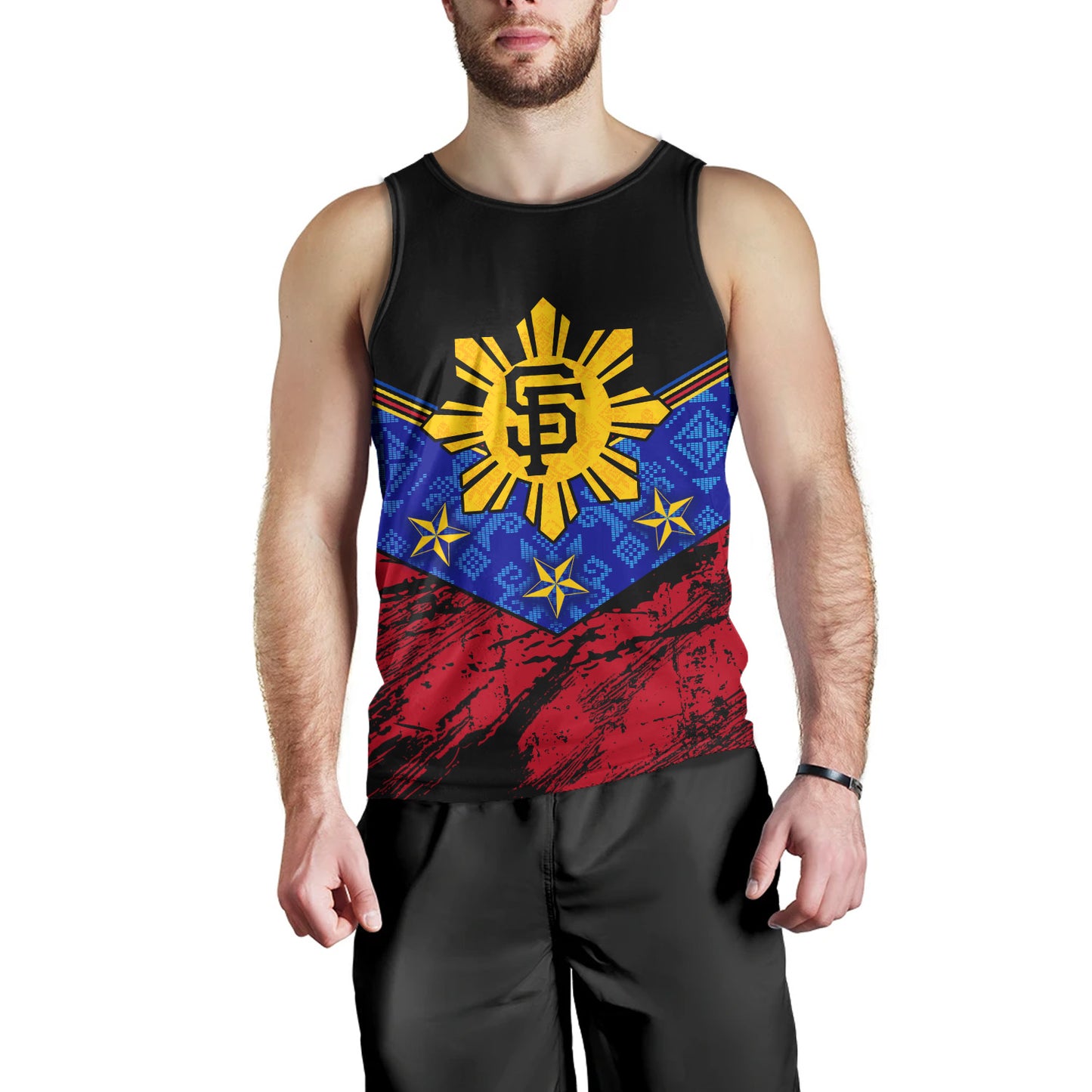 Philippines Filipinos Tank Top San Francisco Filipino Grunge Brush Stroke Style
