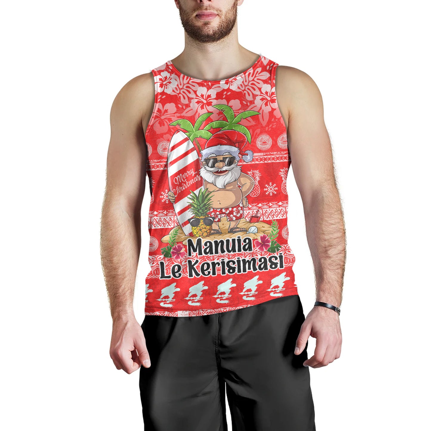 American Samoa Tank Top Manuia Le Kerisimasi Tropical Xmas Patterns