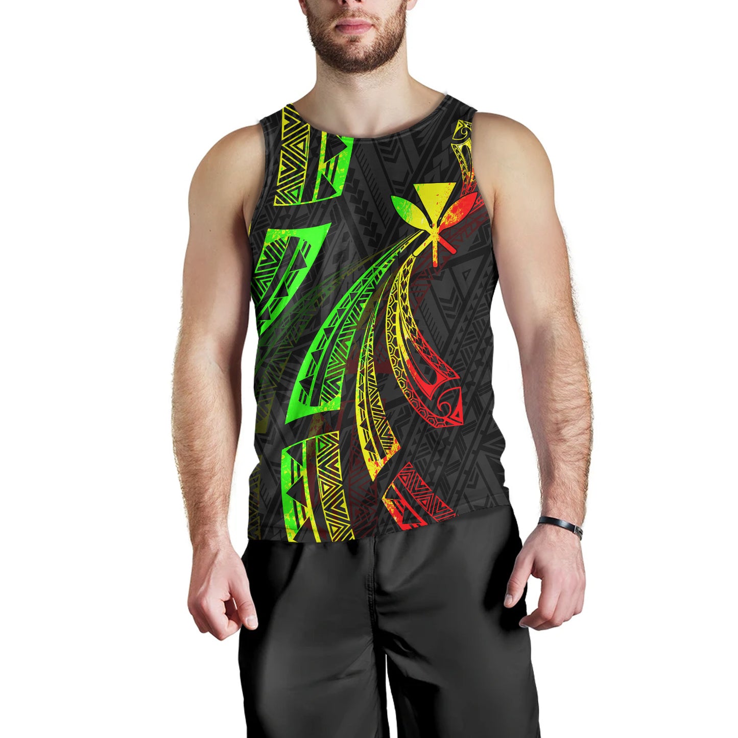 Hawaii Tank Top Kanaka Maoli Polynesian Pattern Reggae Color