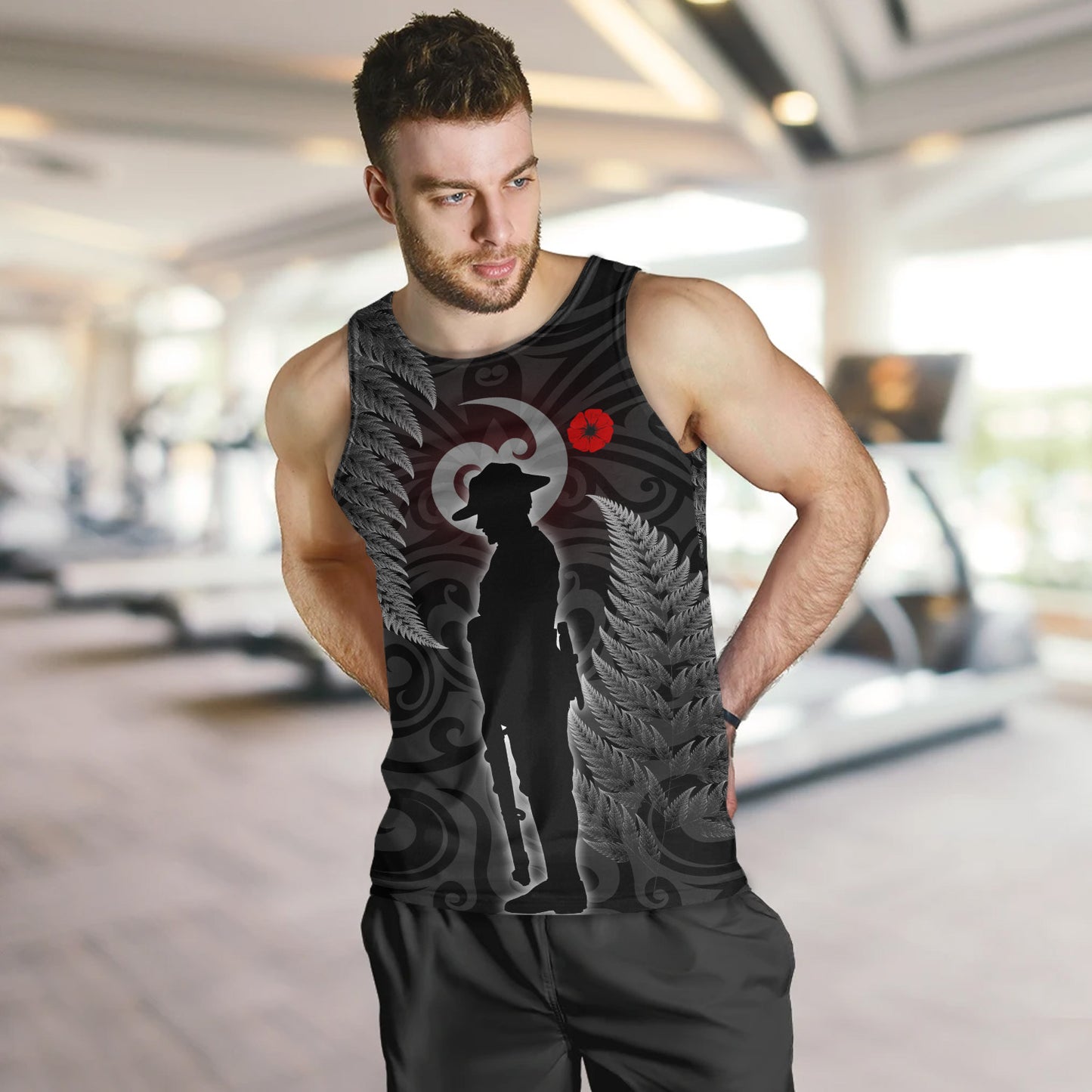 New Zealand Tank Top Lest We Forget Koru Maori Pattern