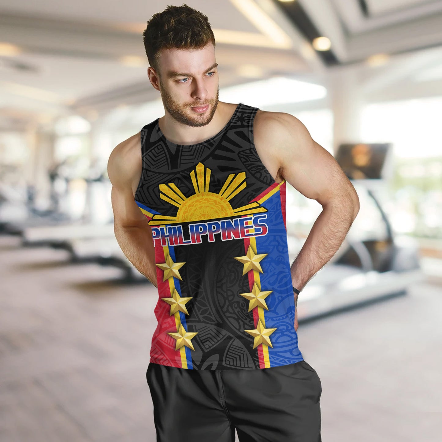 Philippines Filipinos Tank Top Philippines Sun Tribal Pattern Style