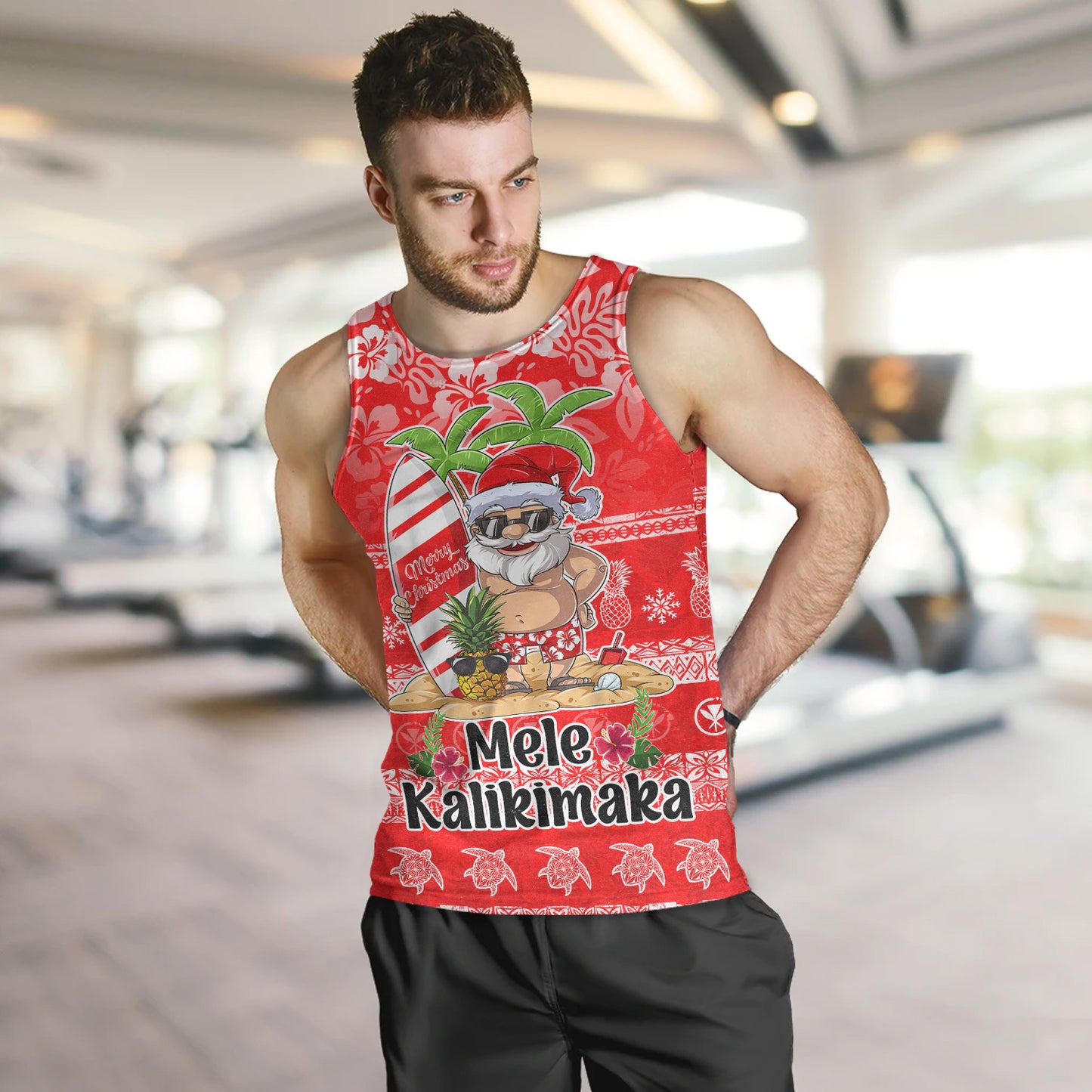 Hawaii Tank Top Mele Kalikimaka Merry Christmas Tree Pineapple Tropical