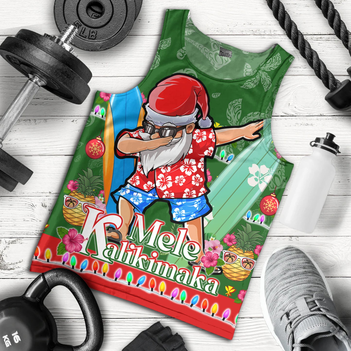 Hawaii Tank Top Mele Kalikimaka Dabbing Santa Christmas Style