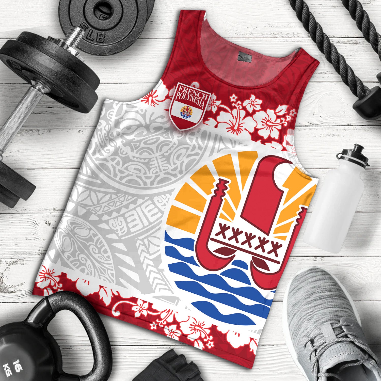 French Polynesia Tank Top Seal With Plumeria Flowers Polynesia Patterns