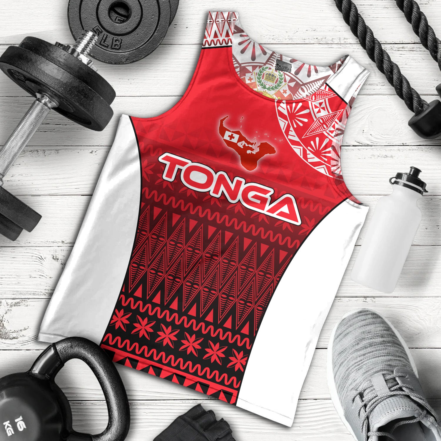 Tonga Custom Personalised Tank Top Map Tongan Ngatu Gradient Style